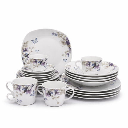 VAJILLA CUADRADA 20PCS LOTUS