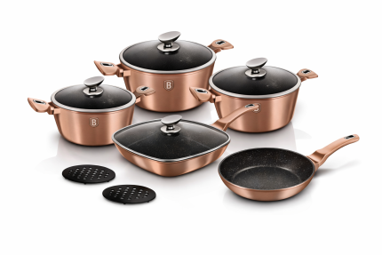 JUEGO DE OLLAS 10PZAS DORADO BERLINGER HAUS