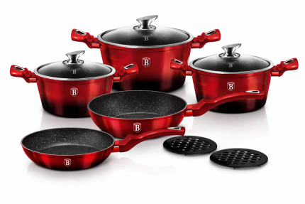 JUEGO DE OLLAS 10PZAS ROJAS BERLINGER HAOS